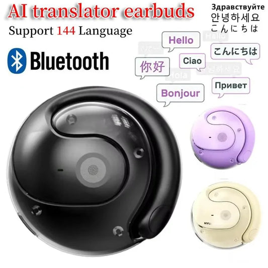 AI Translator Earbuds Real-Time Translators Headphones 144 Languages voice translator Wireless Bluetooth Earphones For Travel