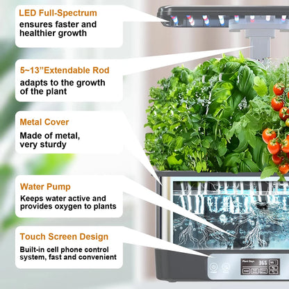 🌱【スマート水耕栽培キット】LEDライト付き・室内用ミニガーデン